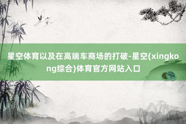 星空体育以及在高端车商场的打破-星空(xingkong综合)体育官方网站入口