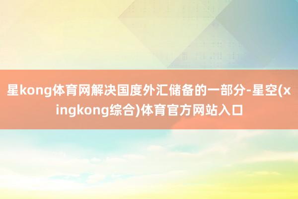 星kong体育网解决国度外汇储备的一部分-星空(xingkong综合)体育官方网站入口