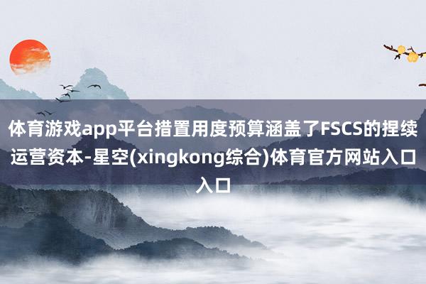 体育游戏app平台措置用度预算涵盖了FSCS的捏续运营资本-星空(xingkong综合)体育官方网站入口