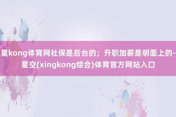 星kong体育网社保是后台的；升职加薪是明面上的-星空(xingkong综合)体育官方网站入口